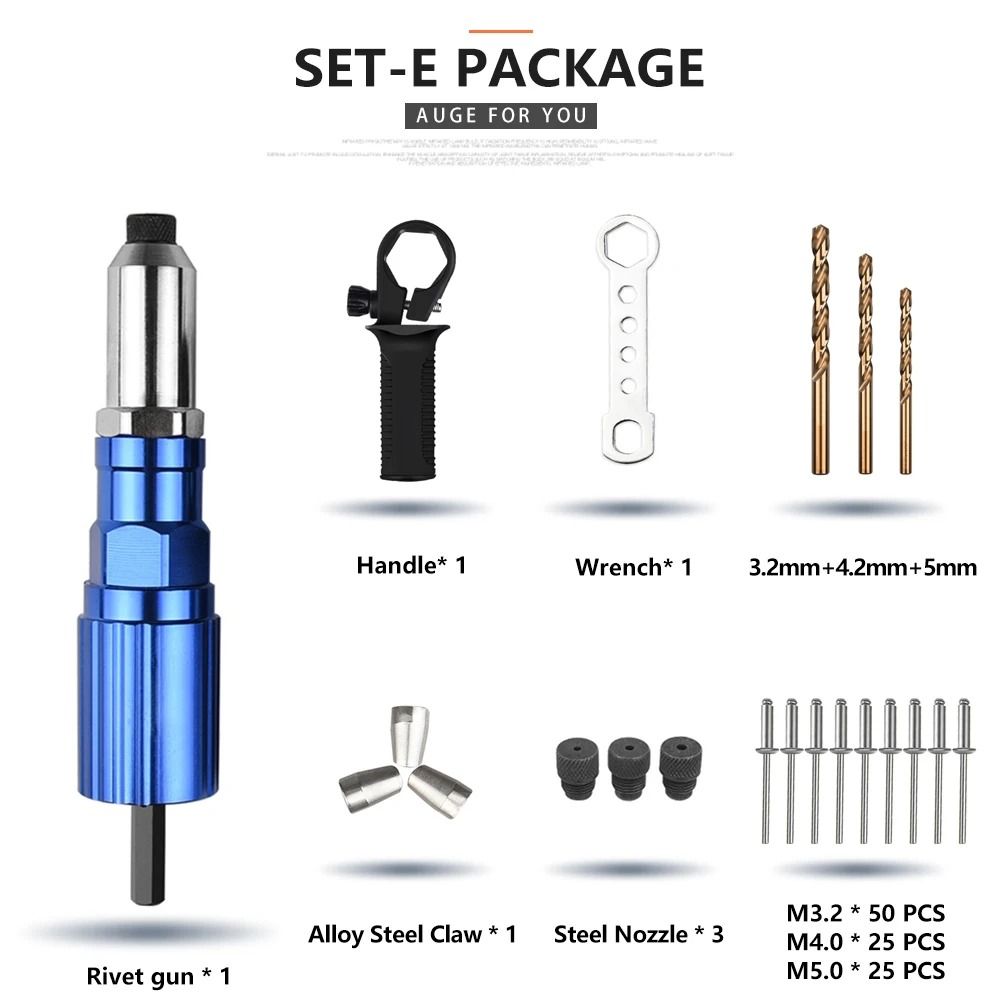 Electric Rivet Gun Drill Adapter Cordless Riveting Tool Insert Nut Pull Rivet Tool 24mm To 48mm 9