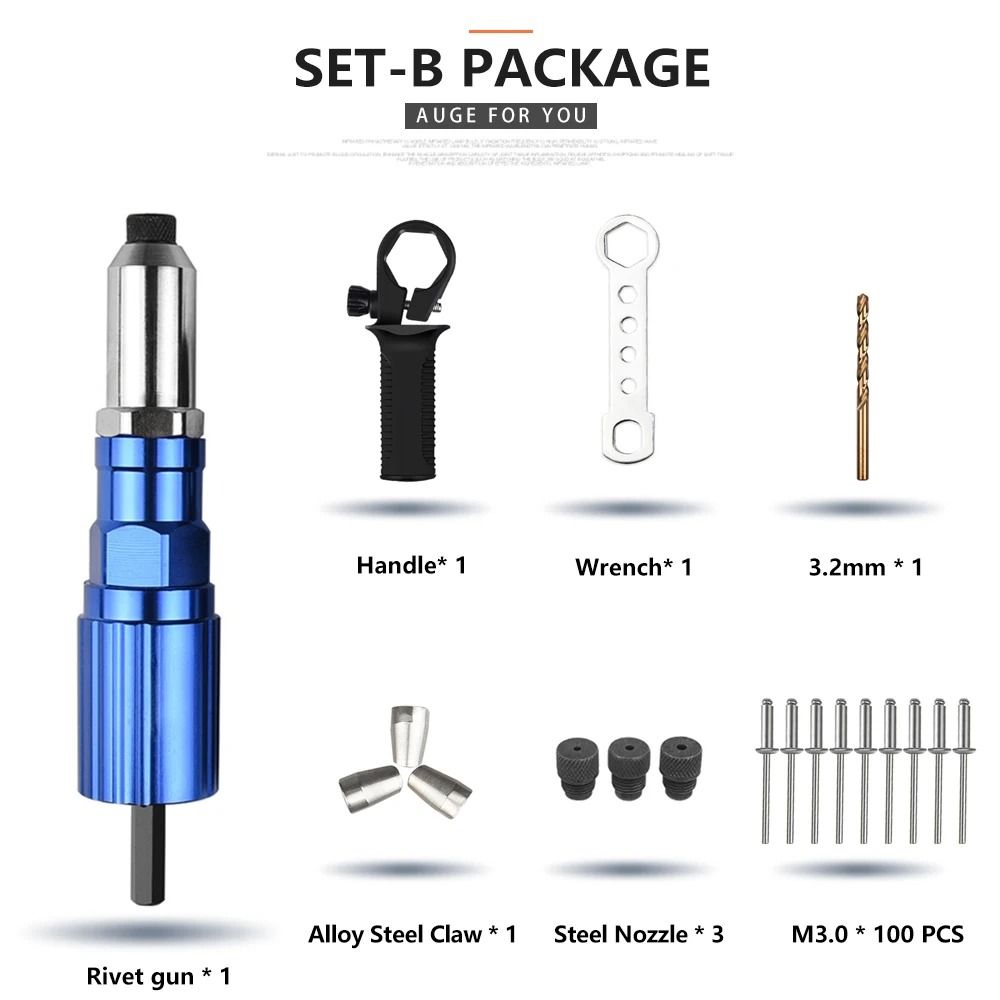 Electric Rivet Gun Drill Adapter Cordless Riveting Tool Insert Nut Pull Rivet Tool 24mm To 48mm 8