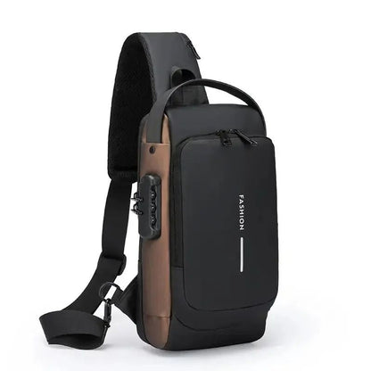 PU Leather Anti Theft Crossbody Bag For Men Multifunctional Shoulder Chest Bag 1