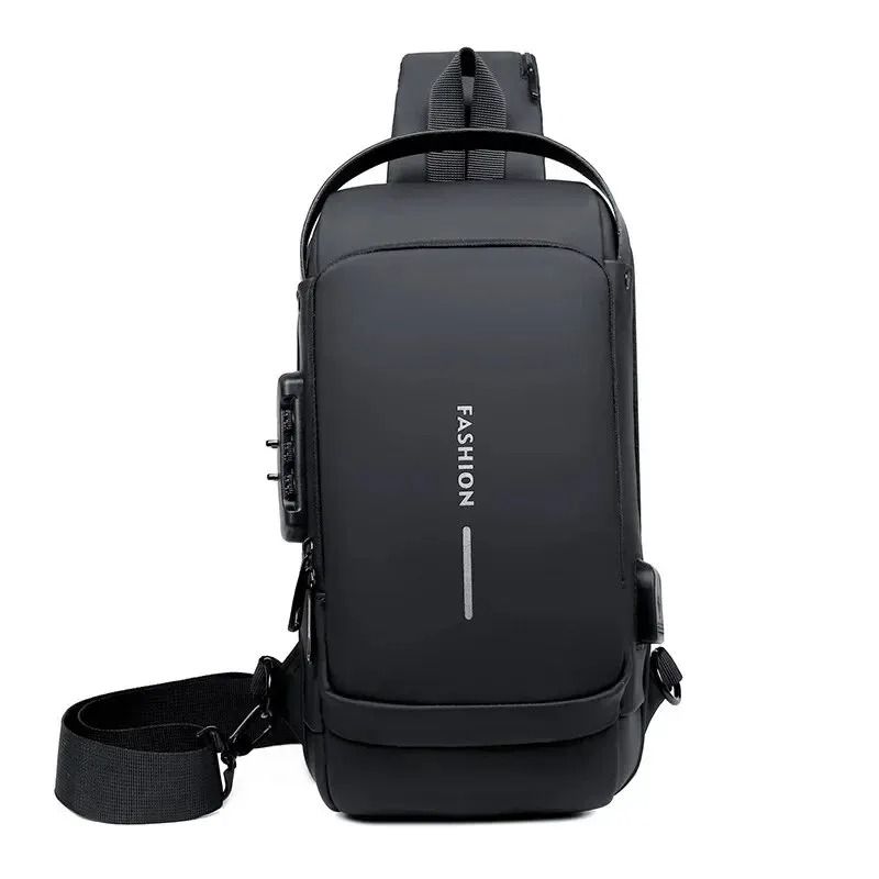 PU Leather Anti Theft Crossbody Bag For Men Multifunctional Shoulder Chest Bag 2