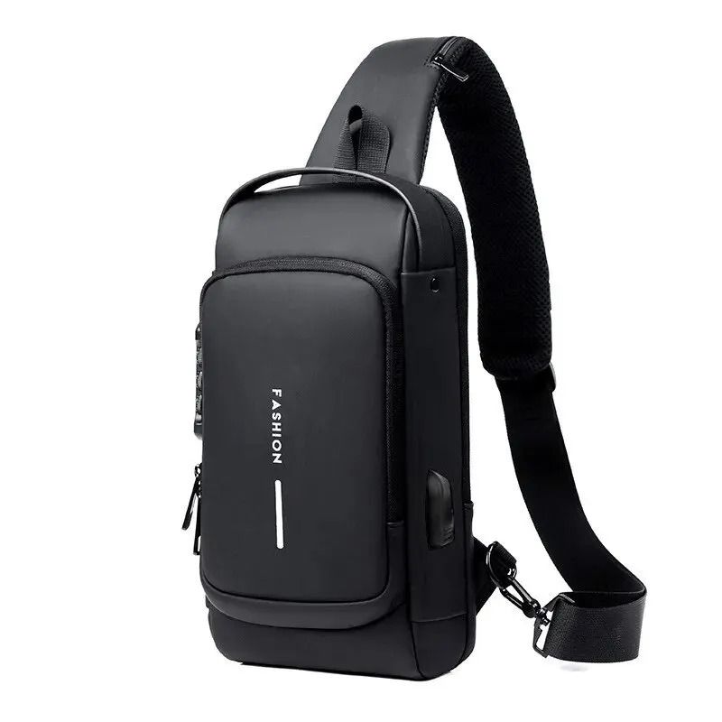 PU Leather Anti Theft Crossbody Bag For Men Multifunctional Shoulder Chest Bag 8