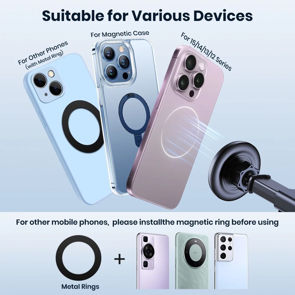 Car Phone Holder With Strong Suction And Adjustable Long Arm For Dashboard Or Windshield 3