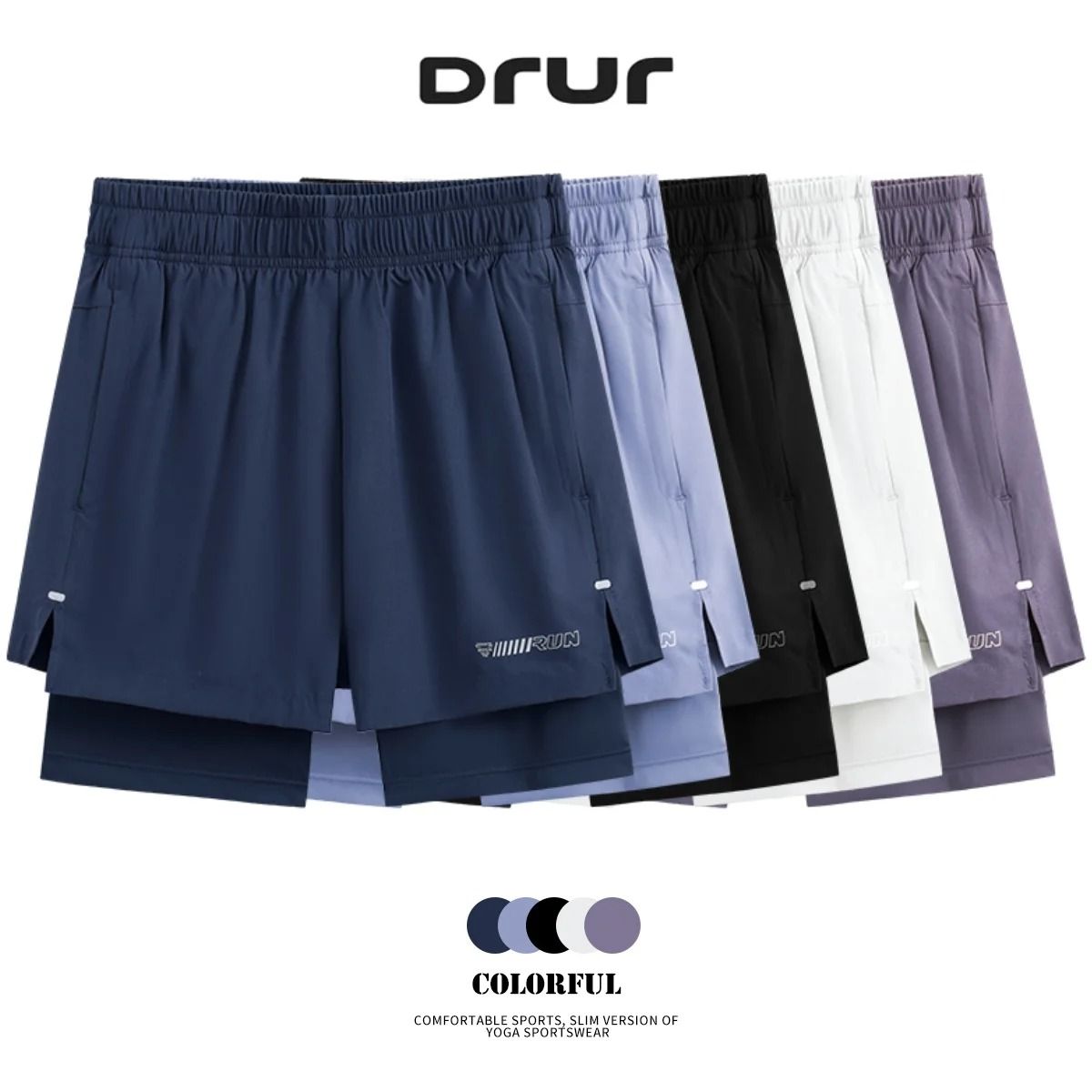 DRUR Women Running Shorts High Waist Quick Dry 2in1 Athletic Shorts With Pocket 1