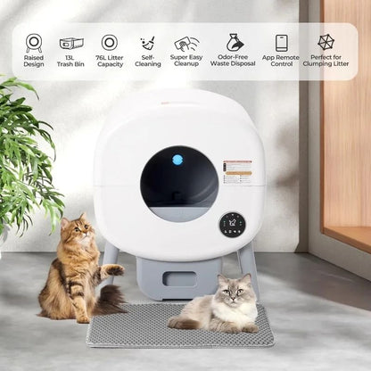Extra Large Automatic SelfCleaning Litter Box With App Control And Ambient Light 1