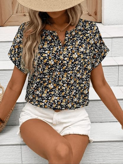 BloomEase Plus Size Floral V Neck Blouse 2