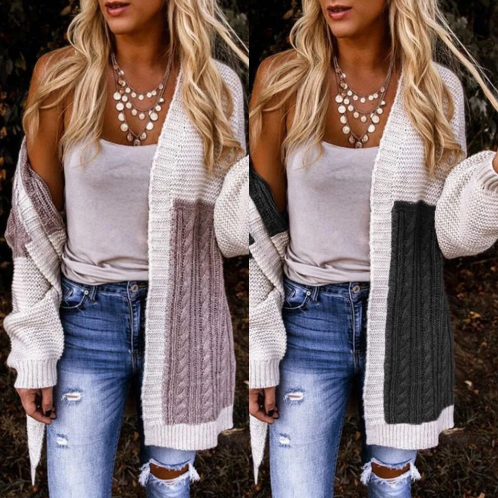 Womens Gradient Knit Cardigan Sweater Long Sleeve Warm Winter Coat 5
