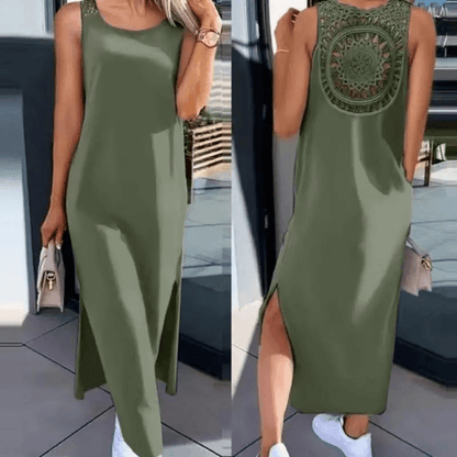 BreezeCharm Sleeveless Hollow Slit Dress