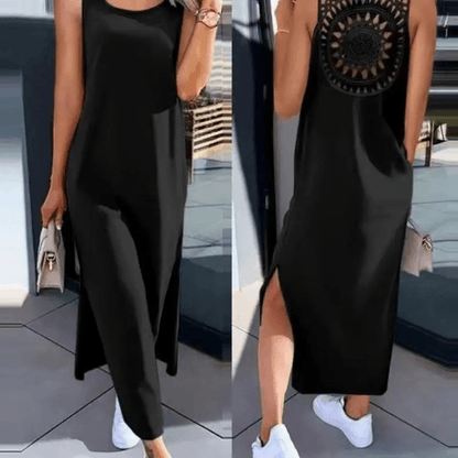 BreezeCharm Sleeveless Hollow Slit Dress 1