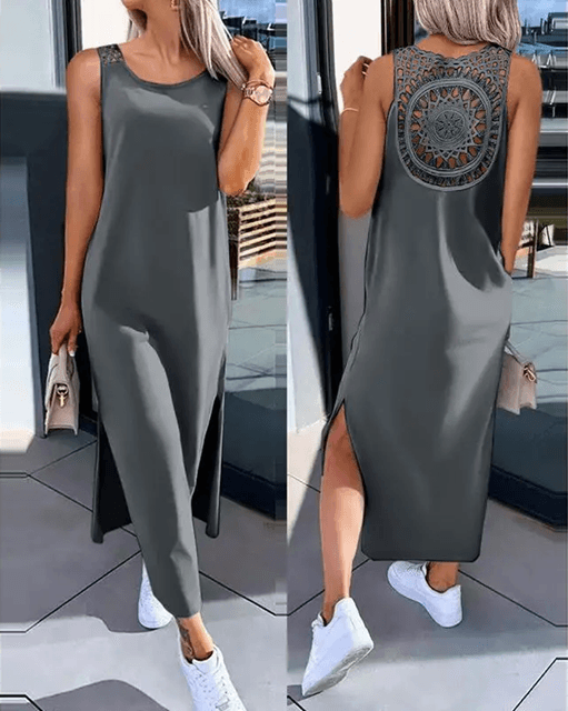 BreezeCharm Sleeveless Hollow Slit Dress 3