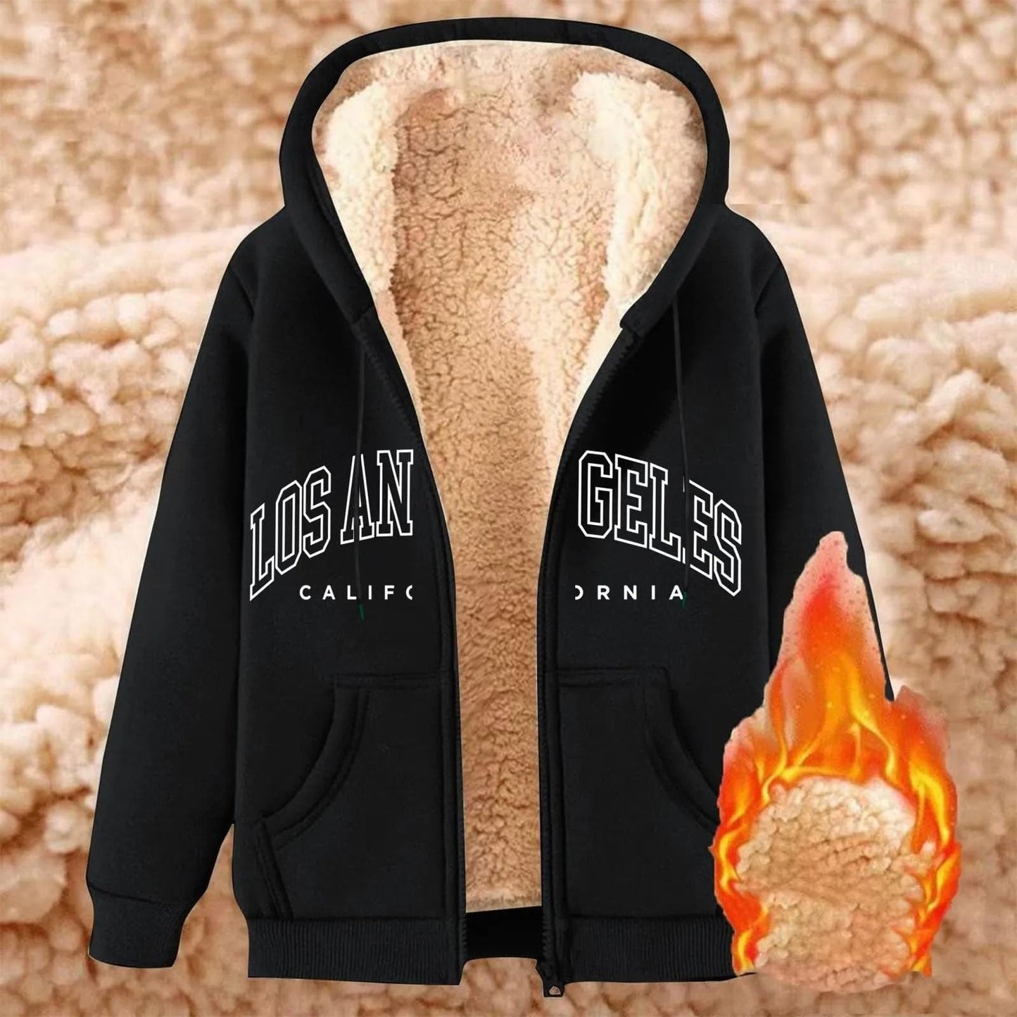 Womens Solid Color Thick Fleece Zip Up Hoodie With Pockets 6