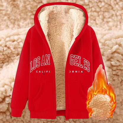 Womens Solid Color Thick Fleece Zip Up Hoodie With Pockets 16