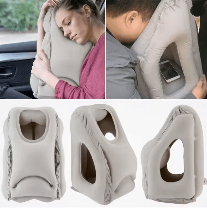 RestEase Inflatable Travel Pillow with Chin Support