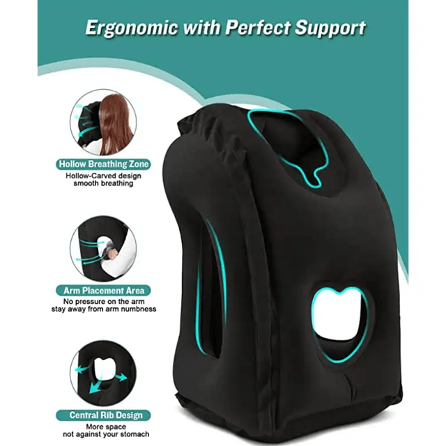 RestEase Inflatable Travel Pillow With Chin Support 1