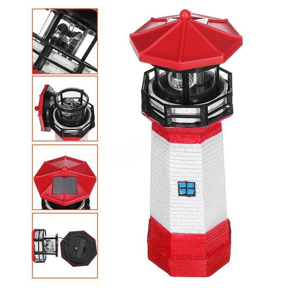 Lighthouse Shape Solar LED Rotating Beacon 3