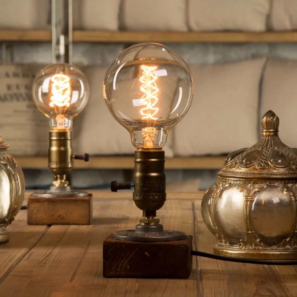 Wood Table Lamp With Option For Bulb 1