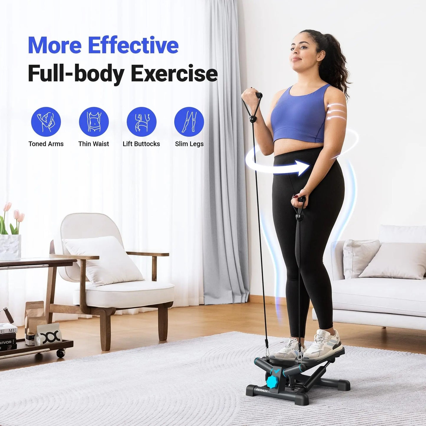 Compact Twist Stepper with Resistance Bands