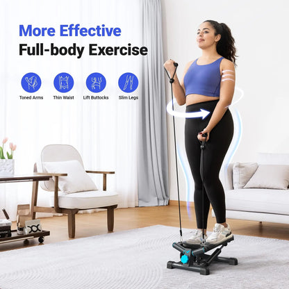 Compact Twist Stepper with Resistance Bands