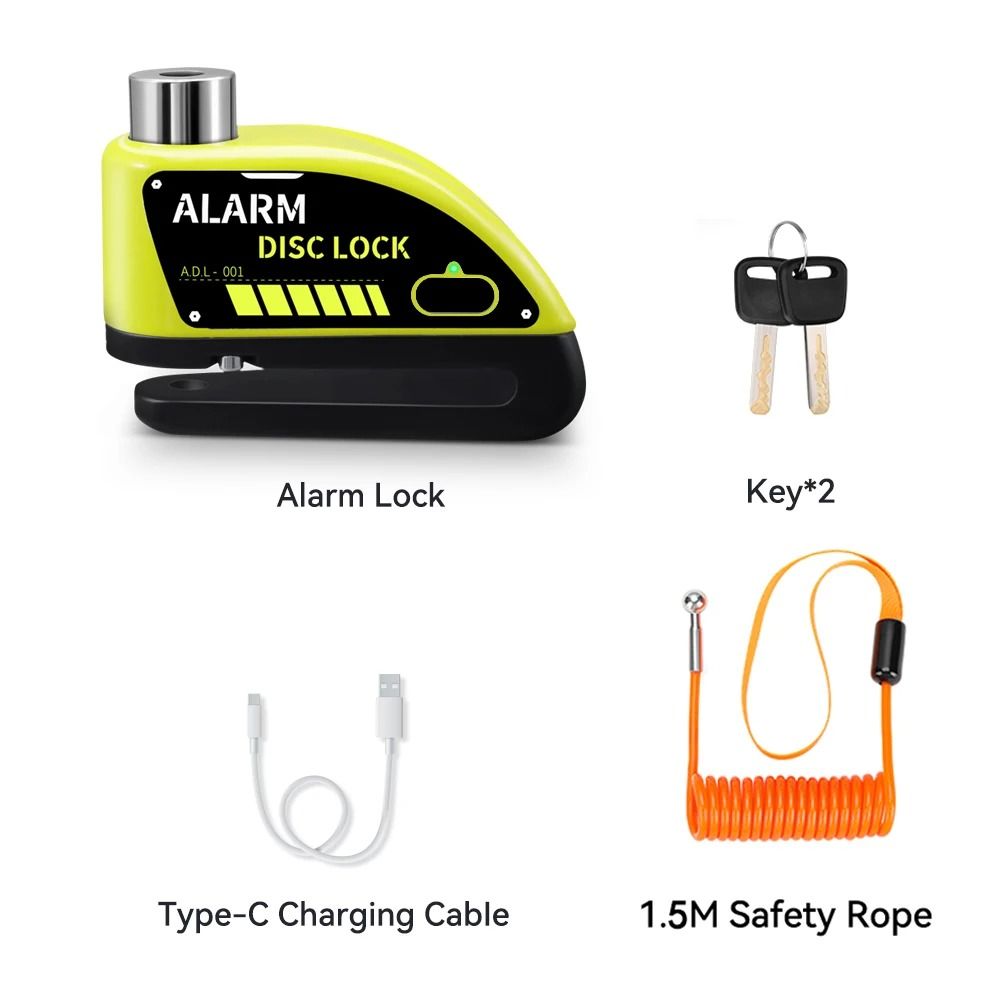 Motorcycle Disc Brake Alarm Lock With AntiTheft Siren And Security Cable Options 13