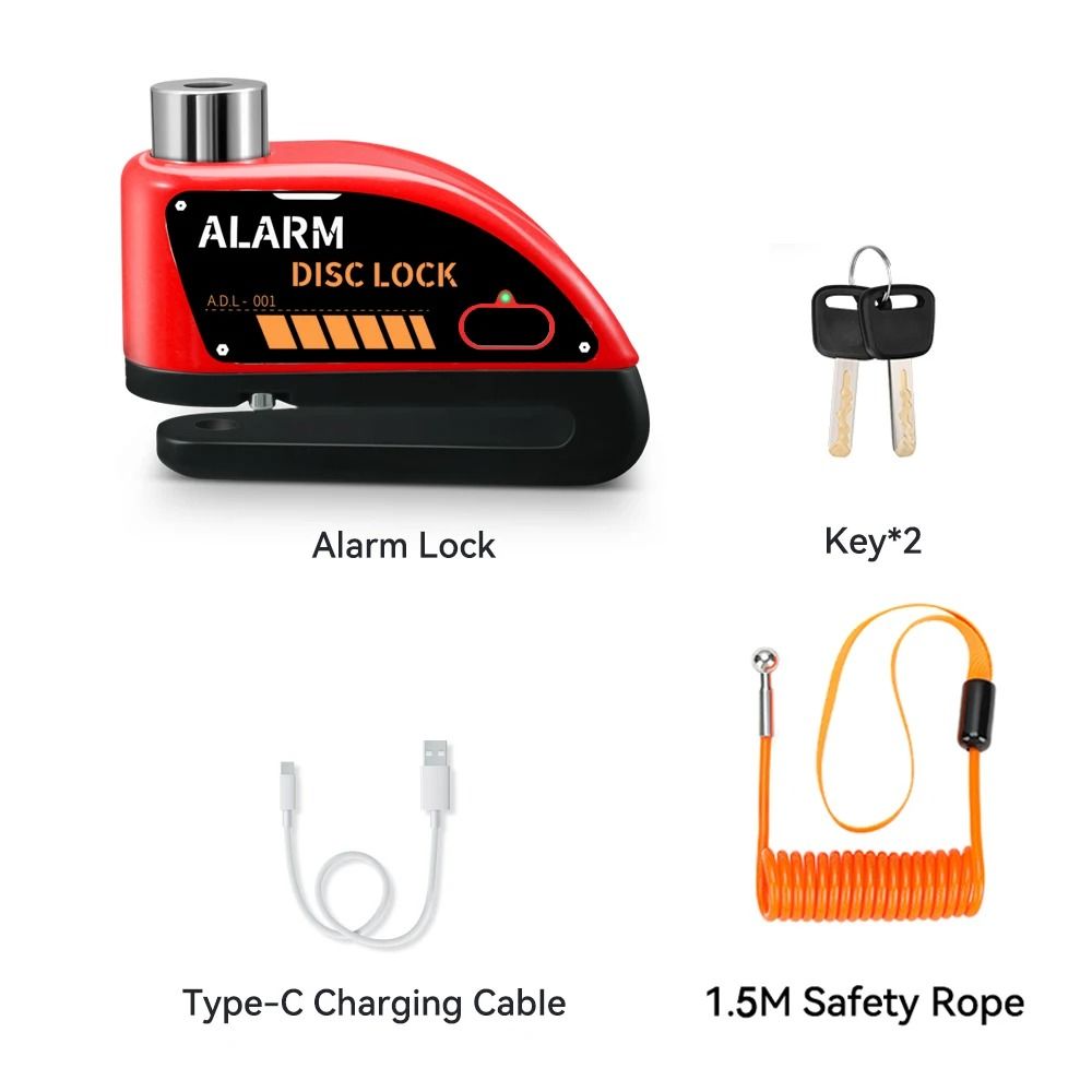 Motorcycle Disc Brake Alarm Lock With AntiTheft Siren And Security Cable Options 14