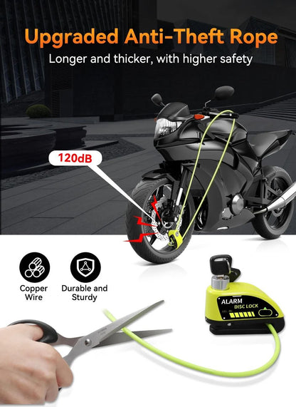 Motorcycle Disc Brake Alarm Lock With AntiTheft Siren And Security Cable Options 3