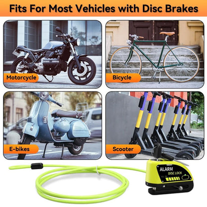 Motorcycle Disc Brake Alarm Lock With AntiTheft Siren And Security Cable Options 6