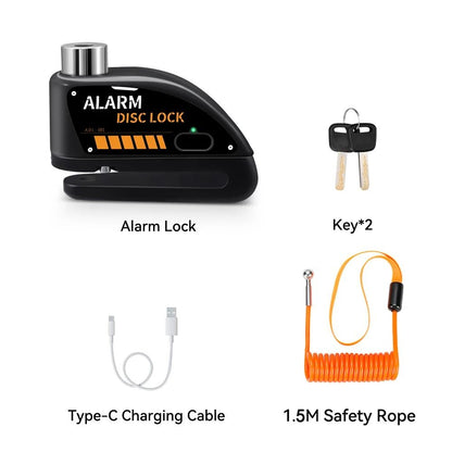 Motorcycle Disc Brake Alarm Lock With AntiTheft Siren And Security Cable Options 18