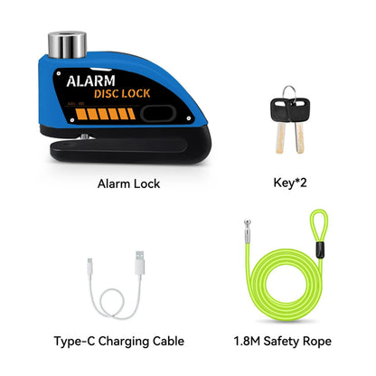 Motorcycle Disc Brake Alarm Lock With AntiTheft Siren And Security Cable Options 19