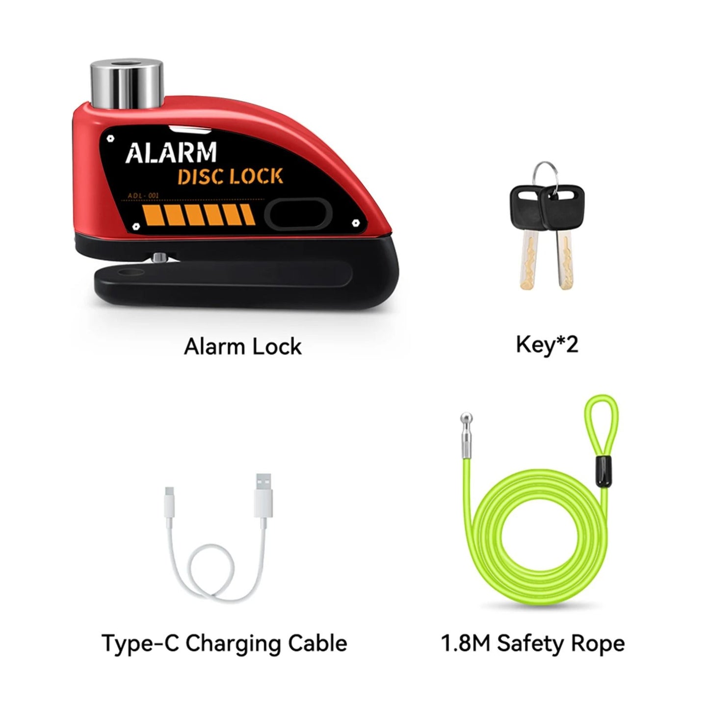Motorcycle Disc Brake Alarm Lock With AntiTheft Siren And Security Cable Options 20