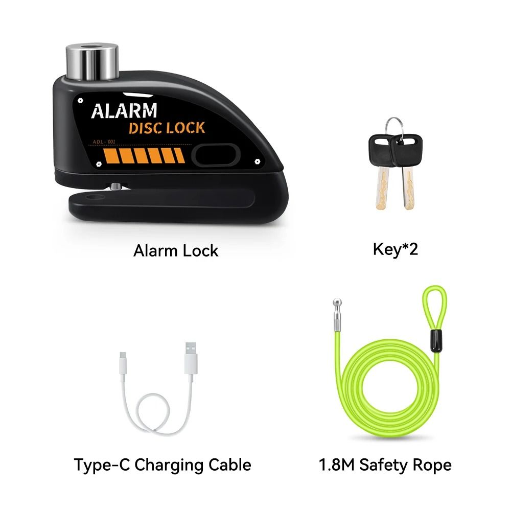 Motorcycle Disc Brake Alarm Lock With AntiTheft Siren And Security Cable Options 21