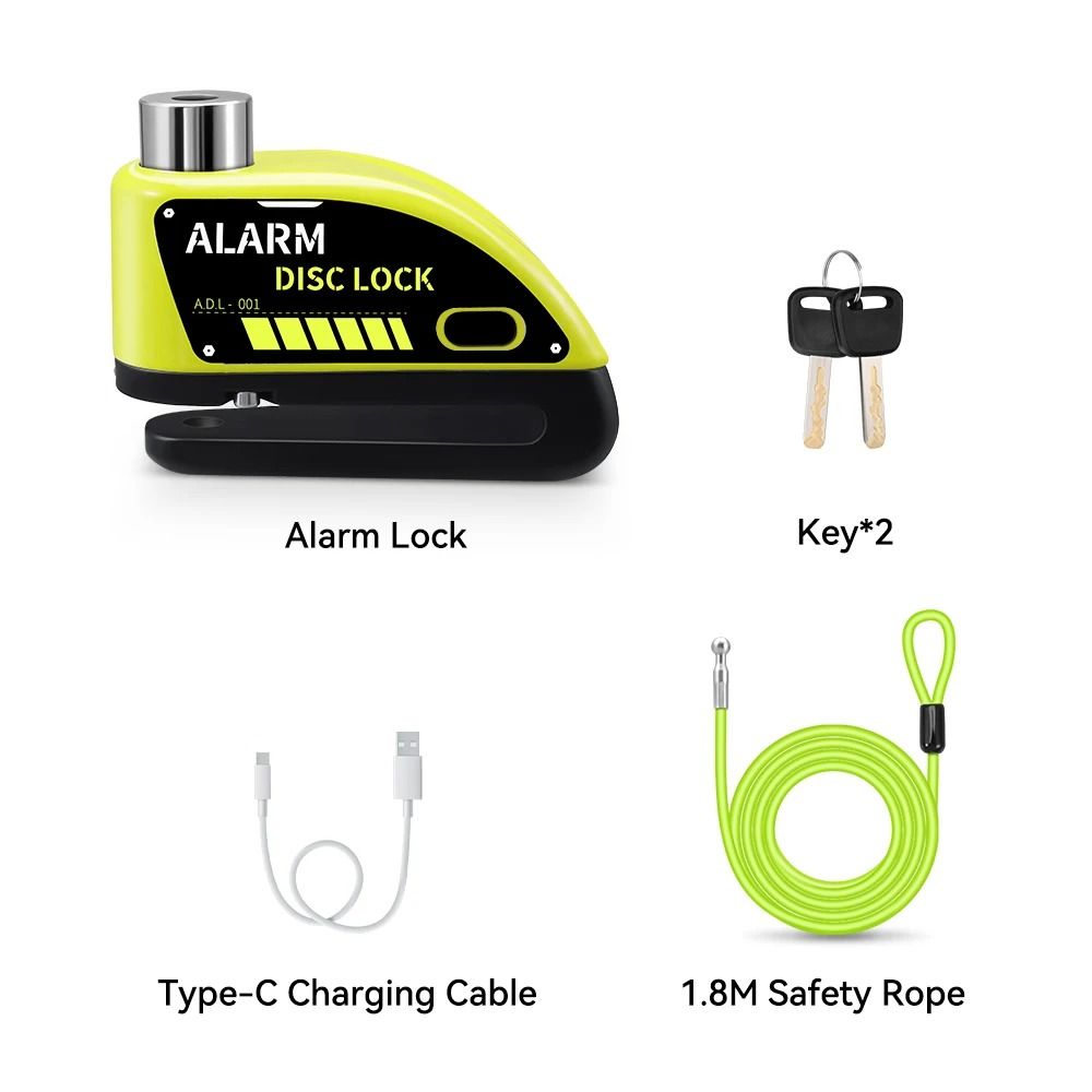 Motorcycle Disc Brake Alarm Lock With AntiTheft Siren And Security Cable Options 23