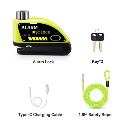 Motorcycle Disc Brake Alarm Lock With AntiTheft Siren And Security Cable Options 23