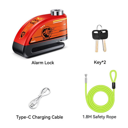 Motorcycle Disc Brake Alarm Lock With AntiTheft Siren And Security Cable Options 24
