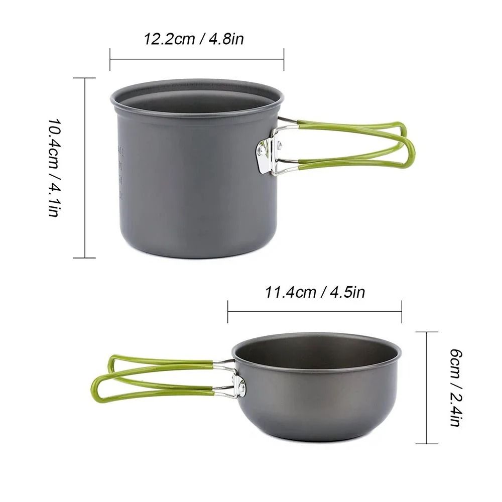 Ultralight Camping Cookware Mess Kit With NonStick Pots For Outdoor Cooking And Hiking 1