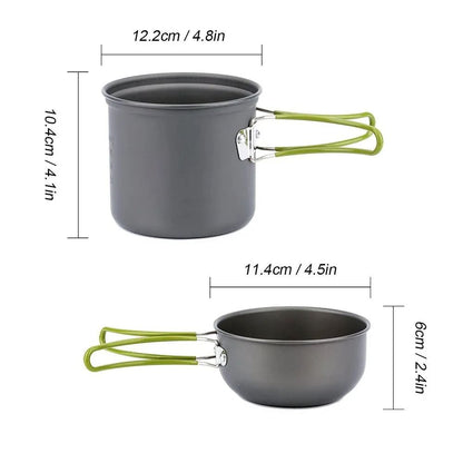 Ultralight Camping Cookware Mess Kit With NonStick Pots For Outdoor Cooking And Hiking 1