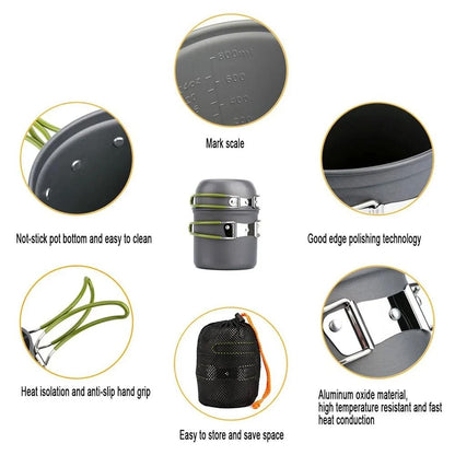 Ultralight Camping Cookware Mess Kit With NonStick Pots For Outdoor Cooking And Hiking 2