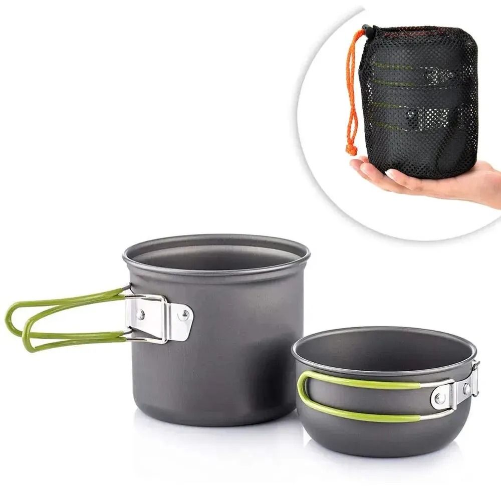 Ultralight Camping Cookware Mess Kit With NonStick Pots For Outdoor Cooking And Hiking 6