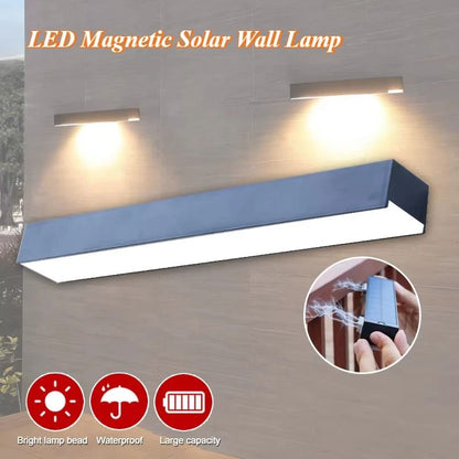 LED Solar Magnetic Wall Light Waterproof Outdoor Night Lamp for Garden Patio Yard Path