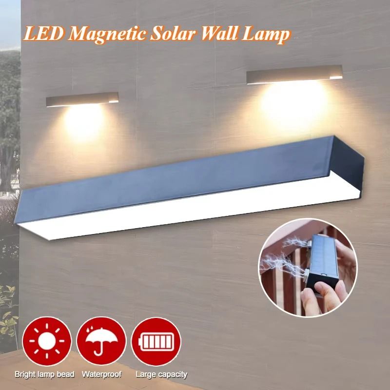 LED Solar Magnetic Wall Light Waterproof Outdoor Night Lamp For Garden Patio Yard Path 1