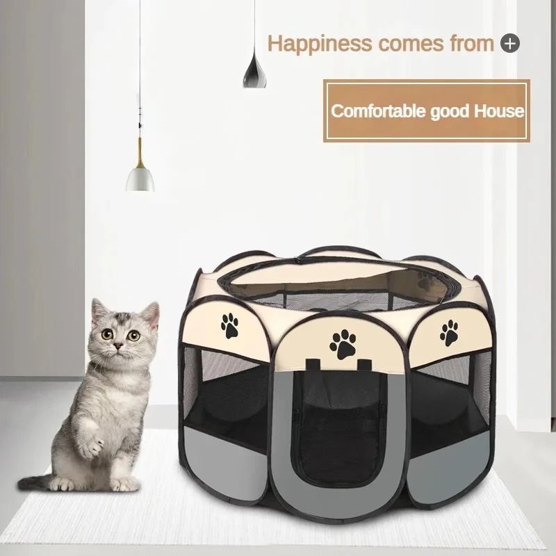 Foldable Pet Tent Portable Octagonal Cat And Small Dog Playpen 2