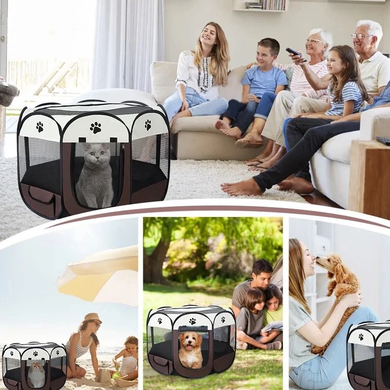 Foldable Pet Tent Portable Octagonal Cat And Small Dog Playpen 3