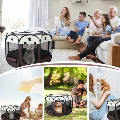 Foldable Pet Tent Portable Octagonal Cat And Small Dog Playpen 3