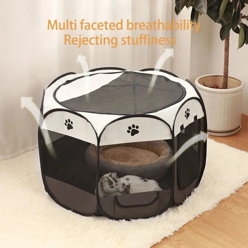 Foldable Pet Tent Portable Octagonal Cat And Small Dog Playpen 6