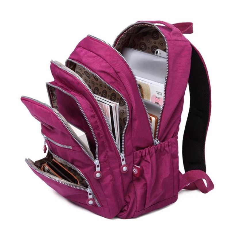 Aesthetic Waterproof Nylon School Backpack for Women and Teen Girls with Multiple Sizes