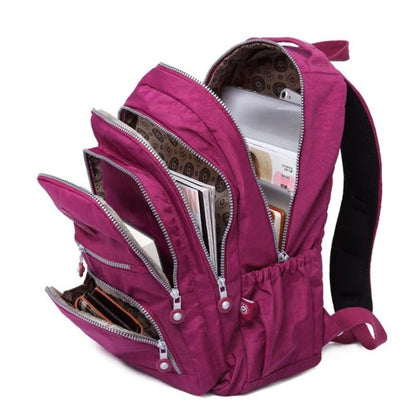 Aesthetic Waterproof Nylon School Backpack for Women and Teen Girls with Multiple Sizes