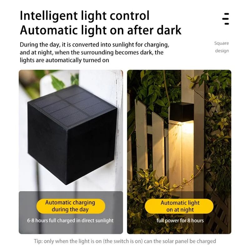 Solar LED Square Wall Light For Garden And Fence 5