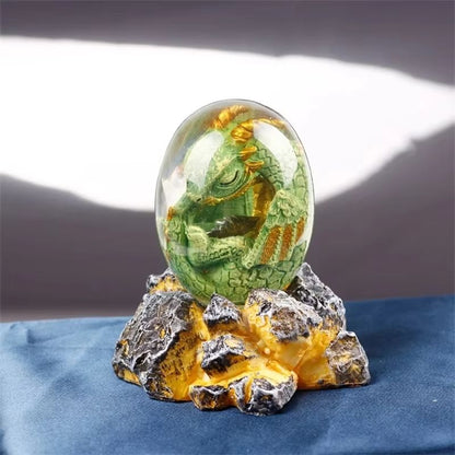 MythicCore Lava Dragon Egg Sculpture - Crystal Resin Fantasy Decor