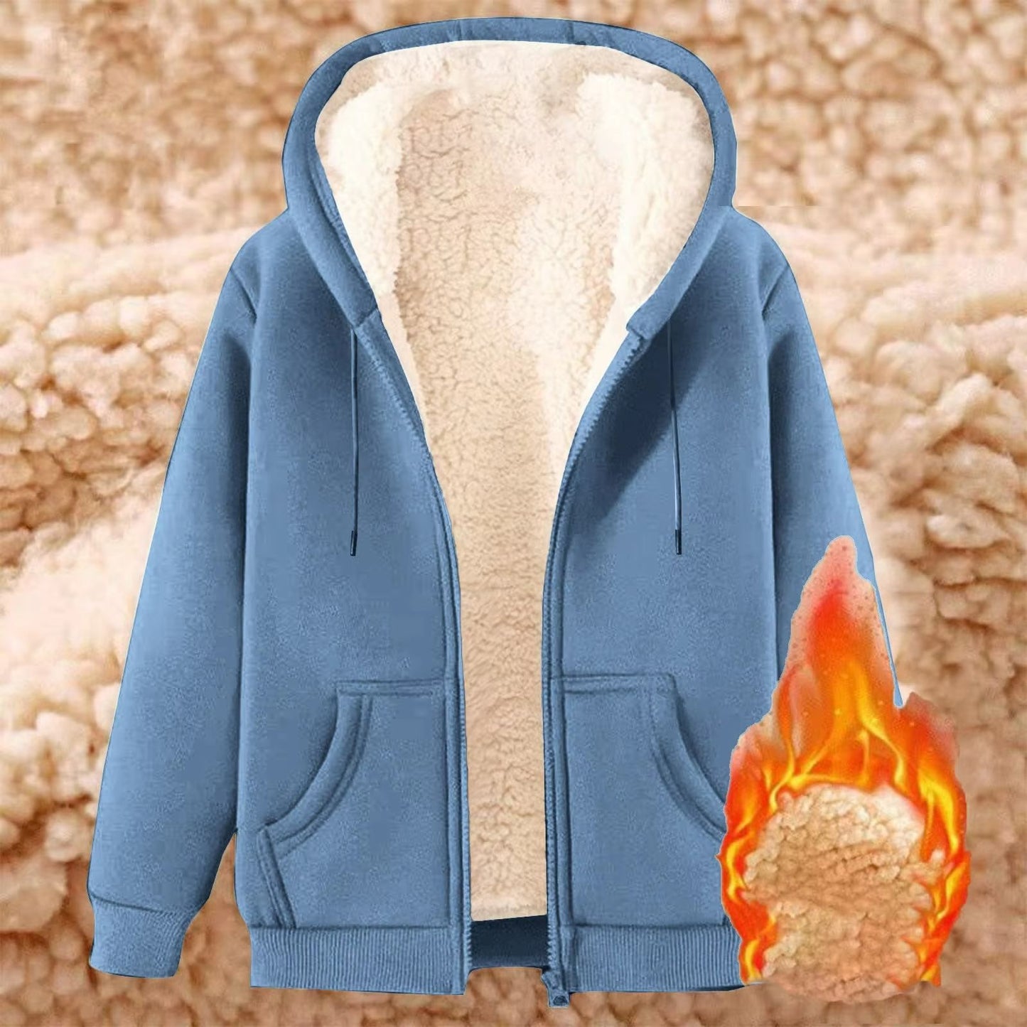 CozyCurve PlusSize Fleece Zip Hoodie M5XL 1