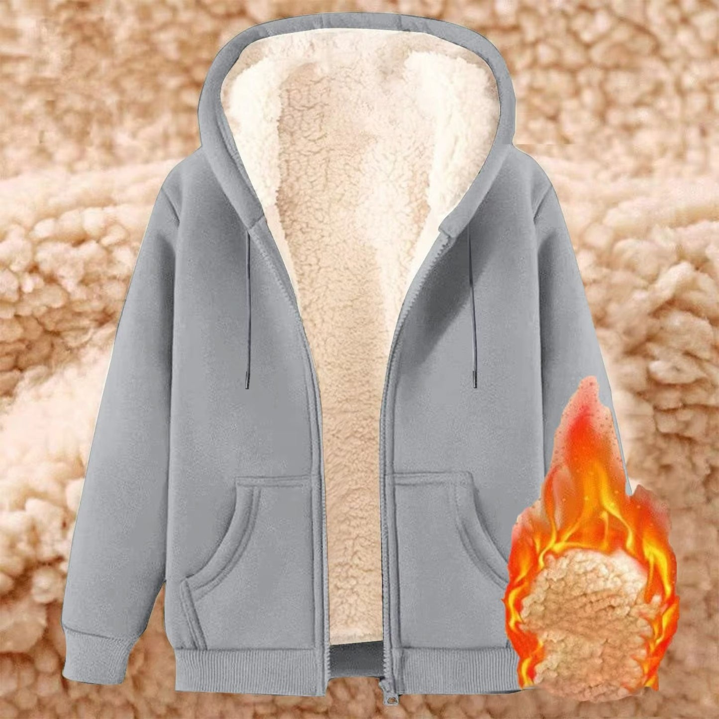 CozyCurve PlusSize Fleece Zip Hoodie M5XL 15