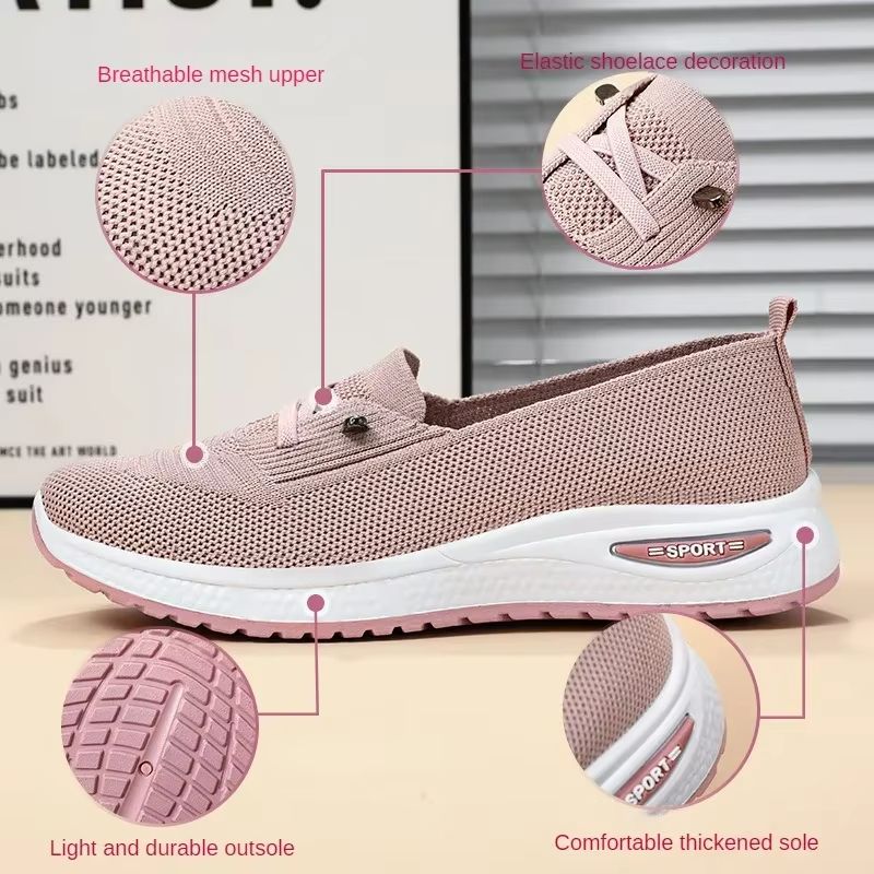 BreezeWalk Womens Breathable Pink Fitness Sneakers Sizes 3643 4
