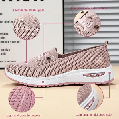 BreezeWalk Womens Breathable Pink Fitness Sneakers Sizes 3643 4